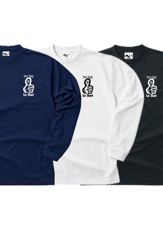 Nice Fish! ロゴ入り 長袖ドライTシャツ